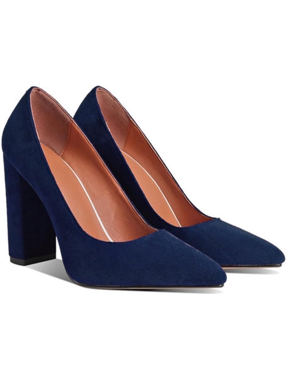 Women Chunky High Heel Pumps Pointed Closed Toe Heeled Sandals